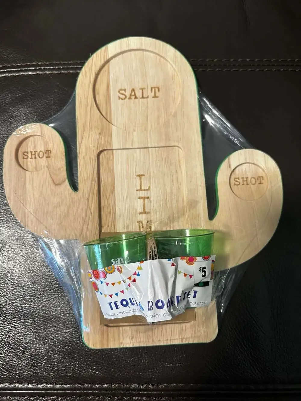 Cactus Tequila Board Set with 2 Shot Glasses